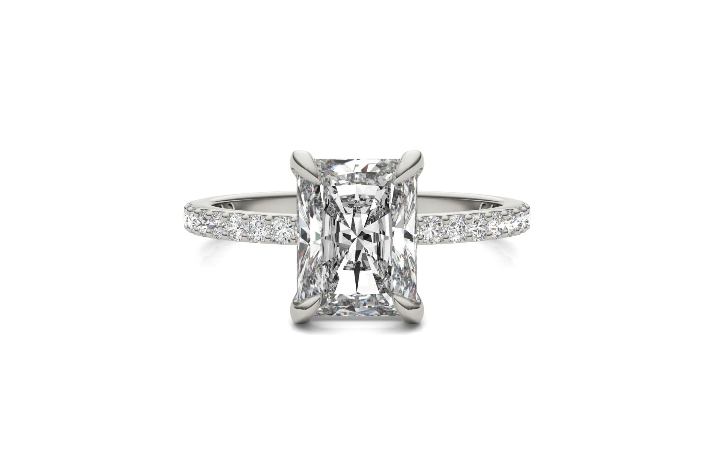 Charles & Colvard 3.12 ct. tw. Lab Created Moissanite Radiant Engagement Ring in 14K White Gold