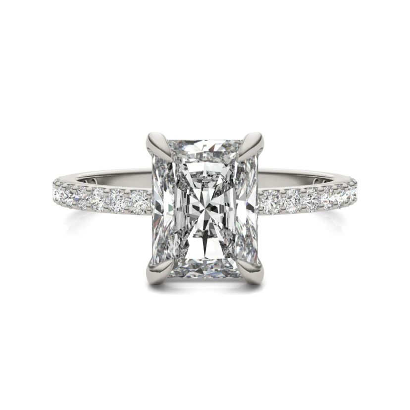 Charles & Colvard 3.12 ct. tw. Lab Created Moissanite Radiant Engagement Ring in 14K White Gold