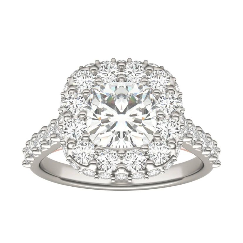 Charles & Colvard 3.34 ct. tw. Lab Created Moissanite Cushion Cathedral Halo Ring