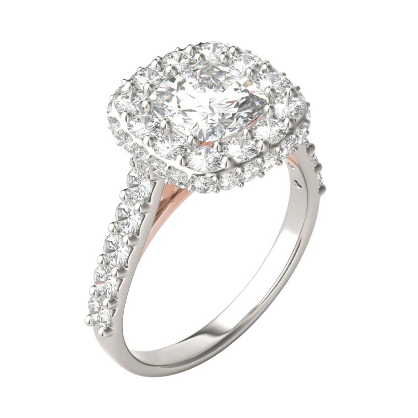 Charles & Colvard 3.34 ct. tw. Lab Created Moissanite Cushion Cathedral Halo Ring