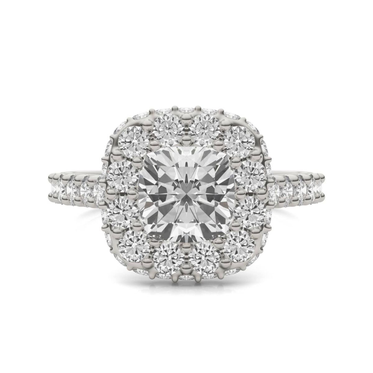 Charles & Colvard 3.34 ct. tw. Lab Created Moissanite Cushion Cathedral Halo Ring
