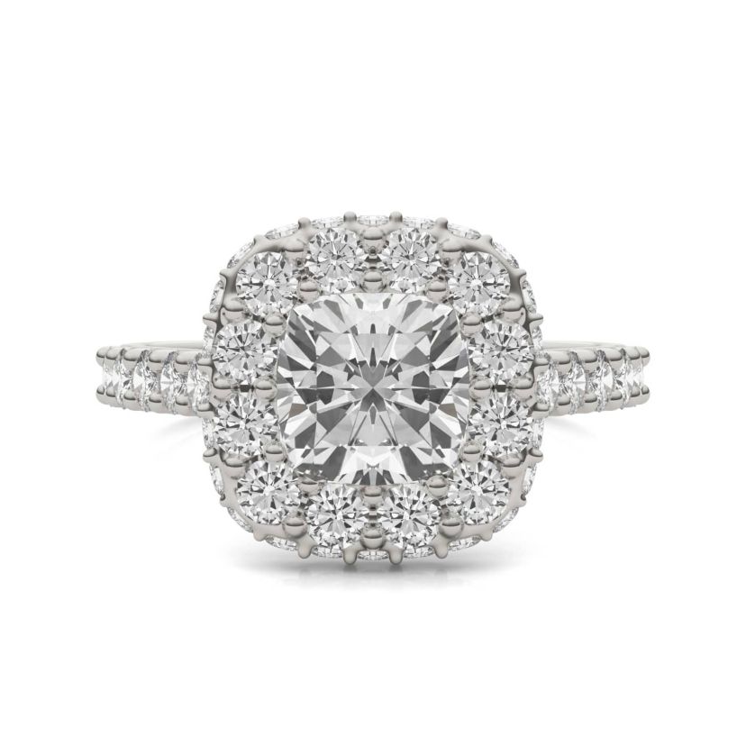 Charles & Colvard 3.34 ct. tw. Lab Created Moissanite Cushion Cathedral Halo Ring