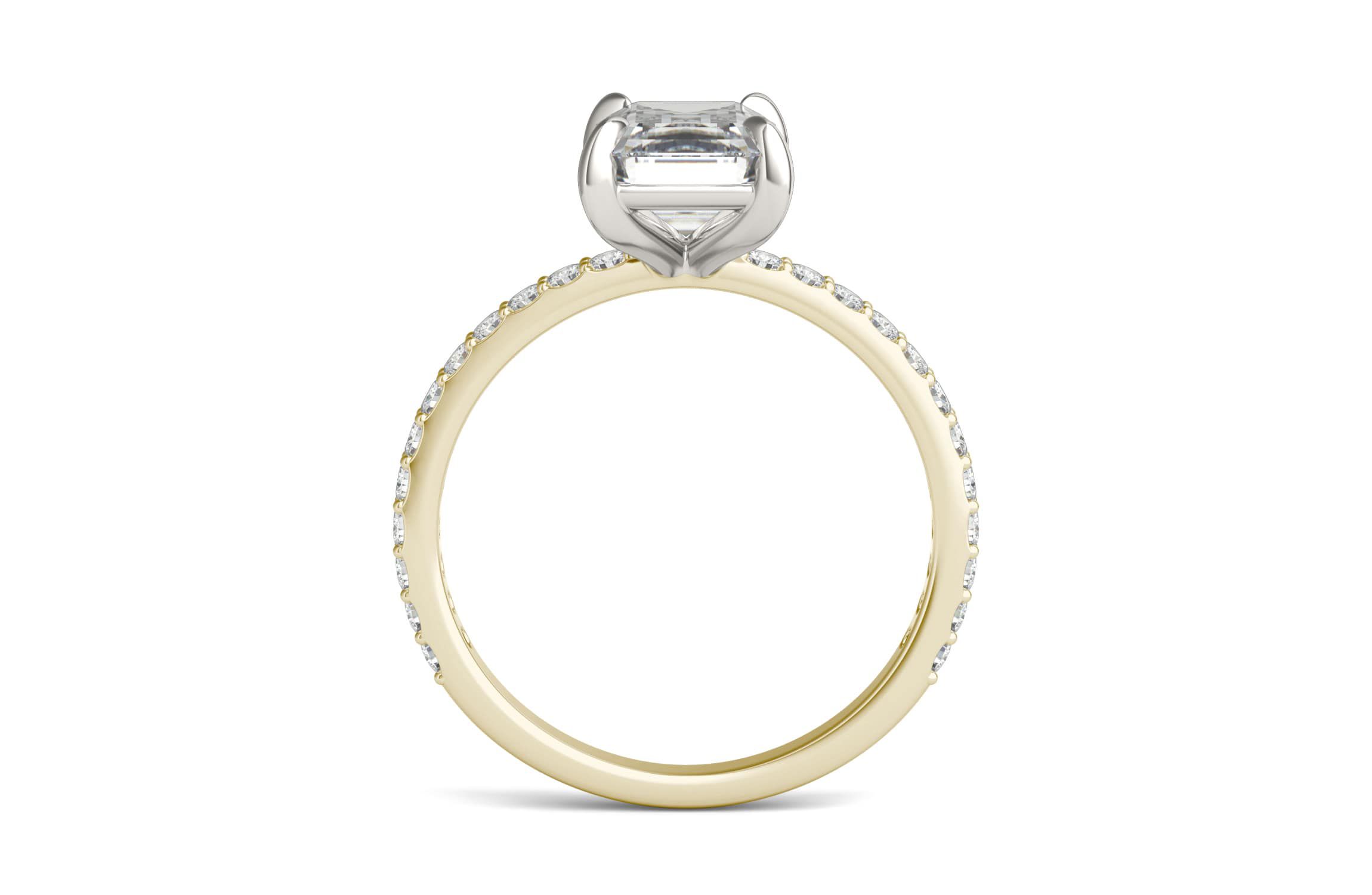 Charles & Colvard 2.94 ct. tw. Lab Created Moissanite Emerald Engagement Ring in 14K White and Yellow Gold