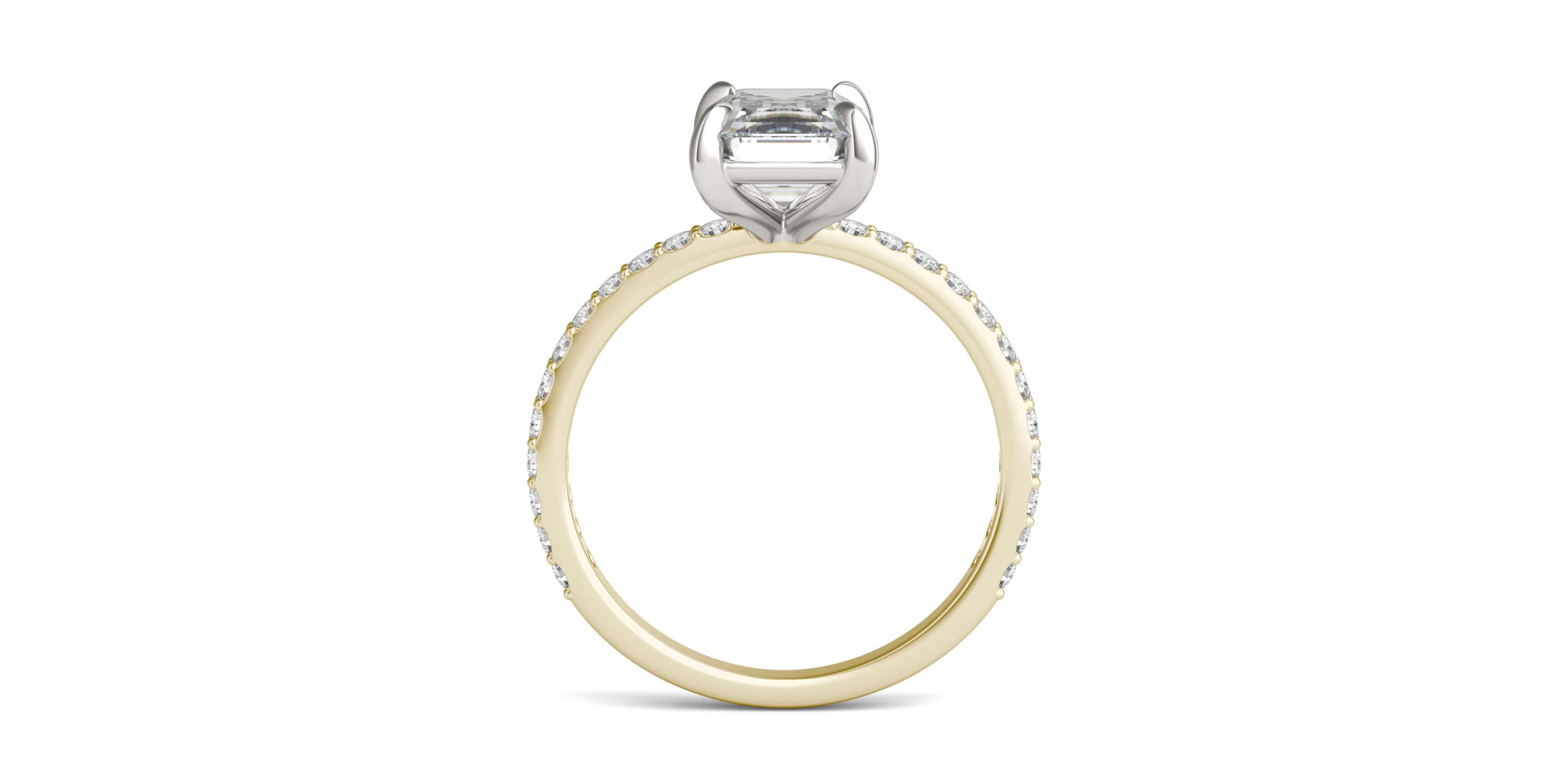 Charles & Colvard 2.94 ct. tw. Lab Created Moissanite Emerald Engagement Ring in 14K White and Yellow Gold