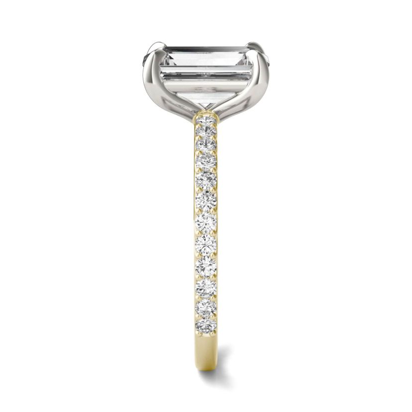 Charles & Colvard 2.94 ct. tw. Lab Created Moissanite Emerald Engagement Ring in 14K White and Yellow Gold