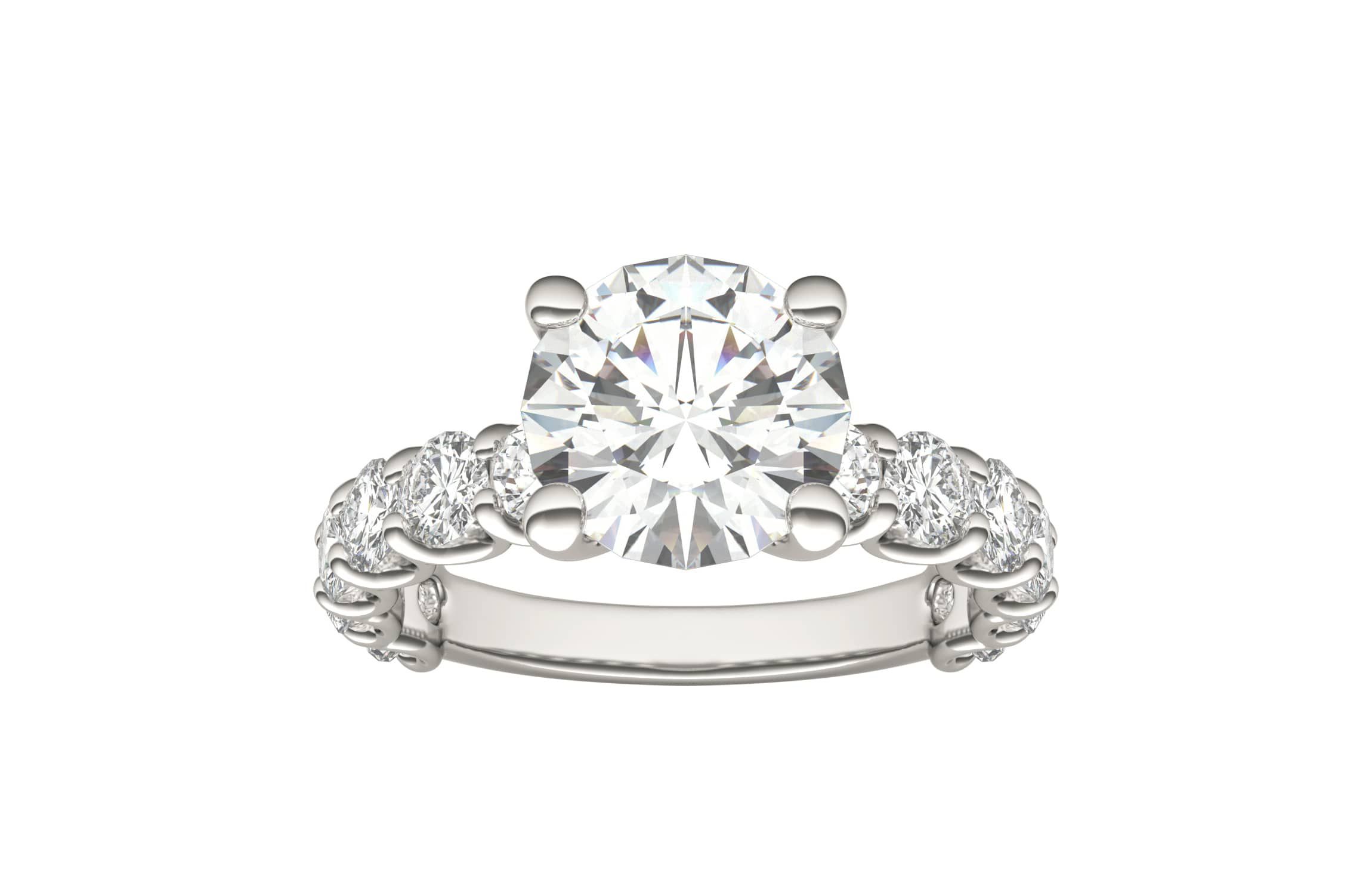 Charles & Colvard 3.76 ct. tw. Lab Created Moissanite Round Trellis Engagement Ring in 14K White Gold