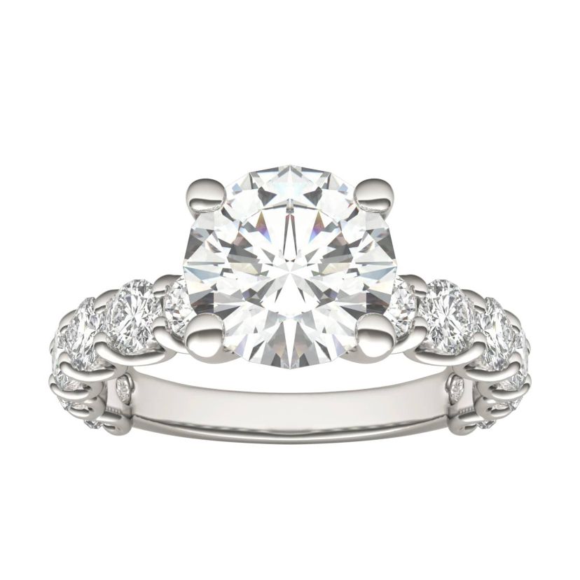 Charles & Colvard 3.76 ct. tw. Lab Created Moissanite Round Trellis Engagement Ring in 14K White Gold