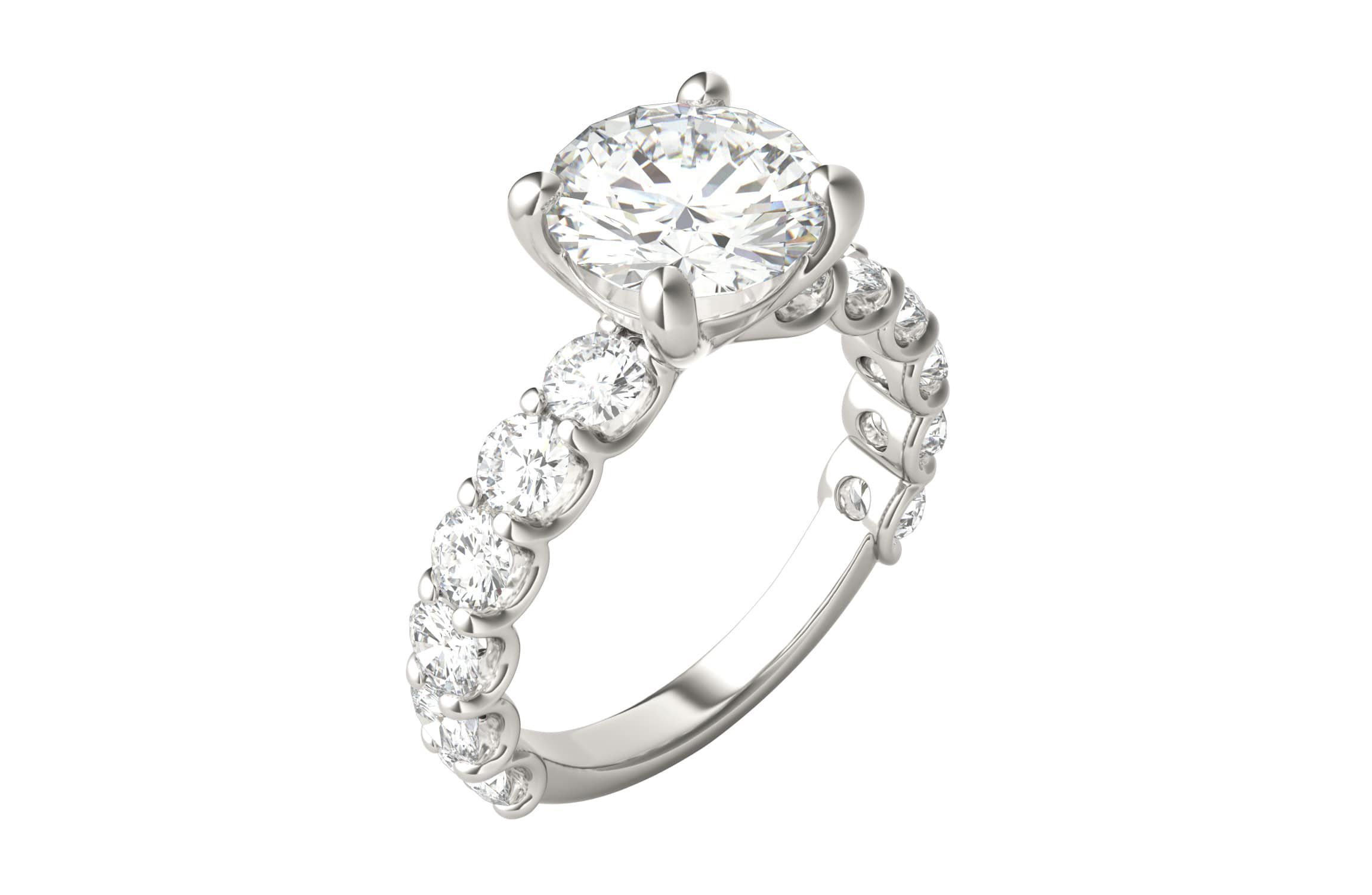 Charles & Colvard 3.76 ct. tw. Lab Created Moissanite Round Trellis Engagement Ring in 14K White Gold