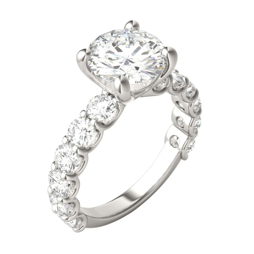 Charles & Colvard 3.76 ct. tw. Lab Created Moissanite Round Trellis Engagement Ring in 14K White Gold