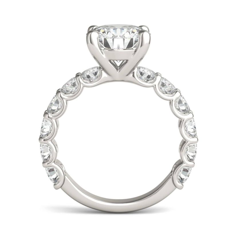 Charles & Colvard 3.76 ct. tw. Lab Created Moissanite Round Trellis Engagement Ring in 14K White Gold