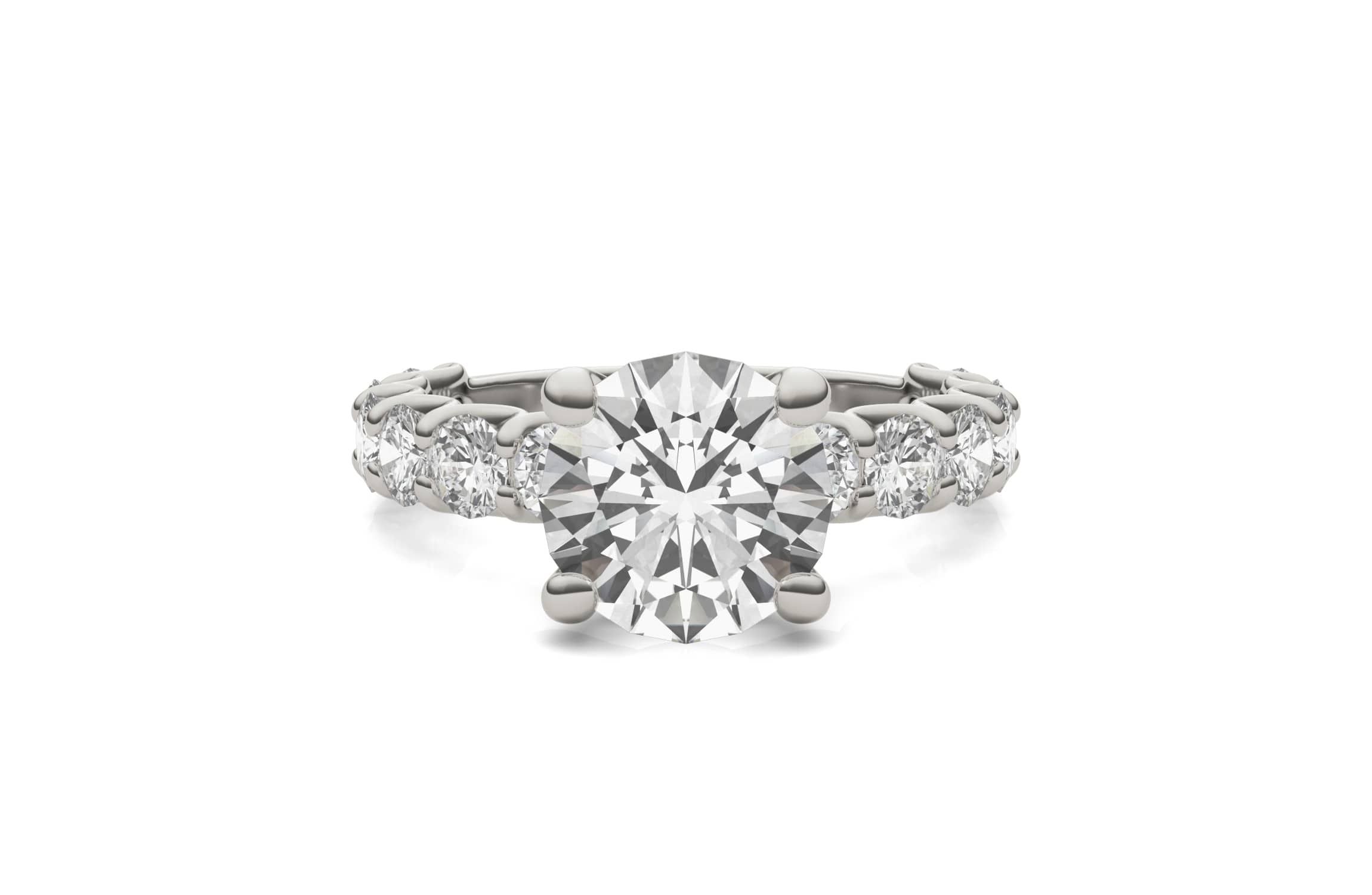 Charles & Colvard 3.76 ct. tw. Lab Created Moissanite Round Trellis Engagement Ring in 14K White Gold