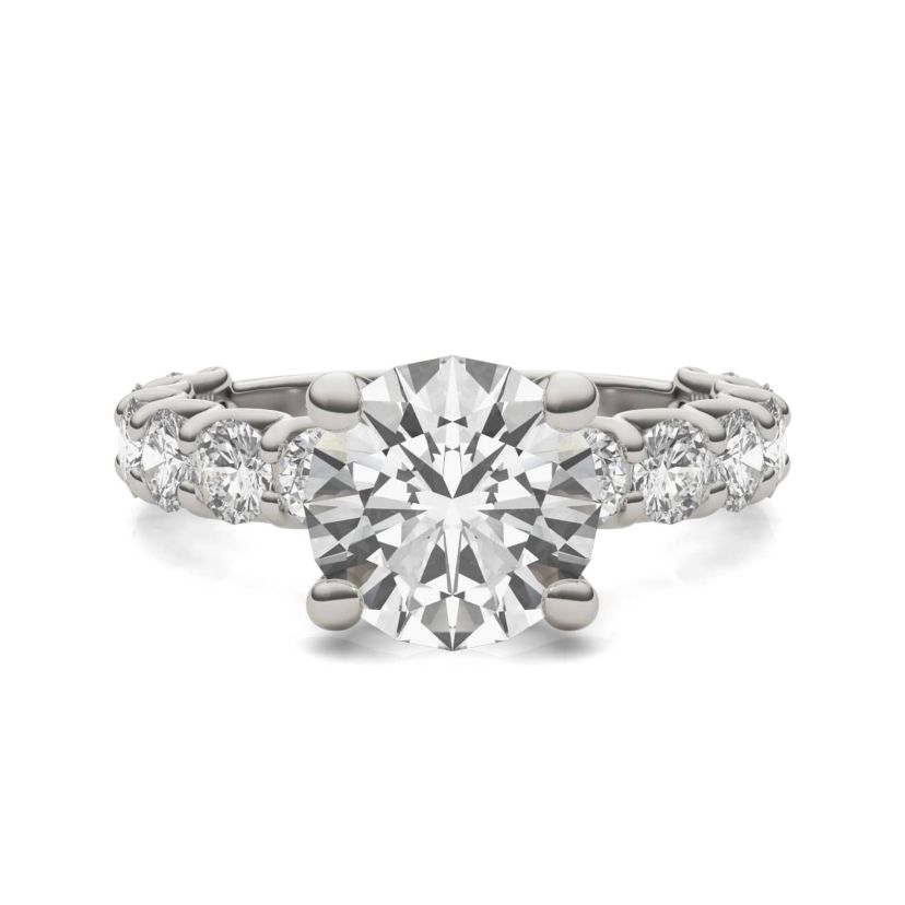 Charles & Colvard 3.76 ct. tw. Lab Created Moissanite Round Trellis Engagement Ring in 14K White Gold