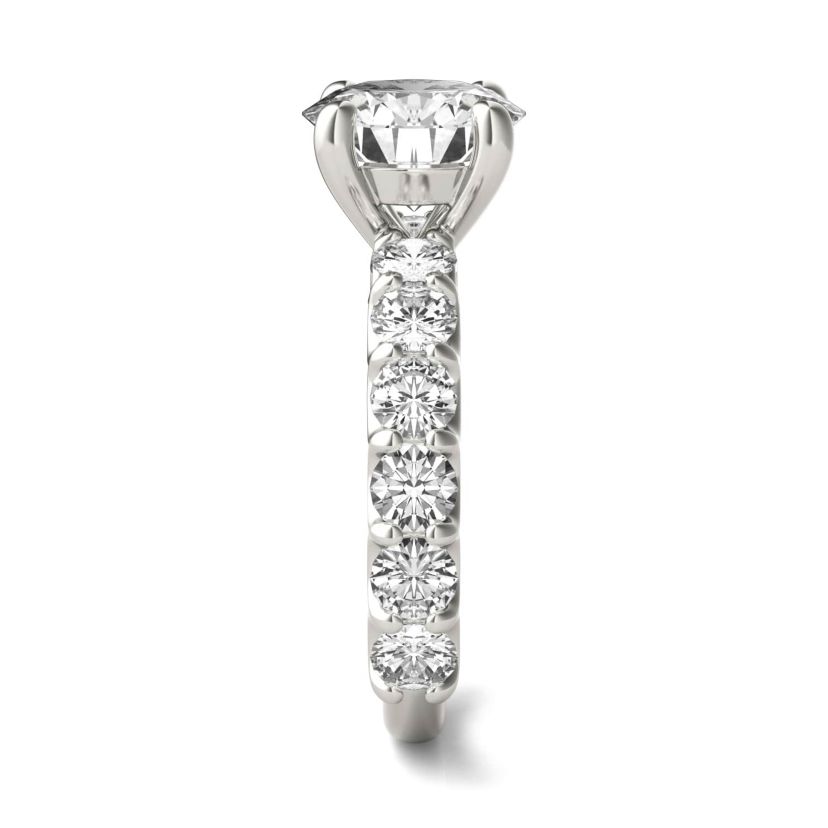 Charles & Colvard 3.76 ct. tw. Lab Created Moissanite Round Trellis Engagement Ring in 14K White Gold
