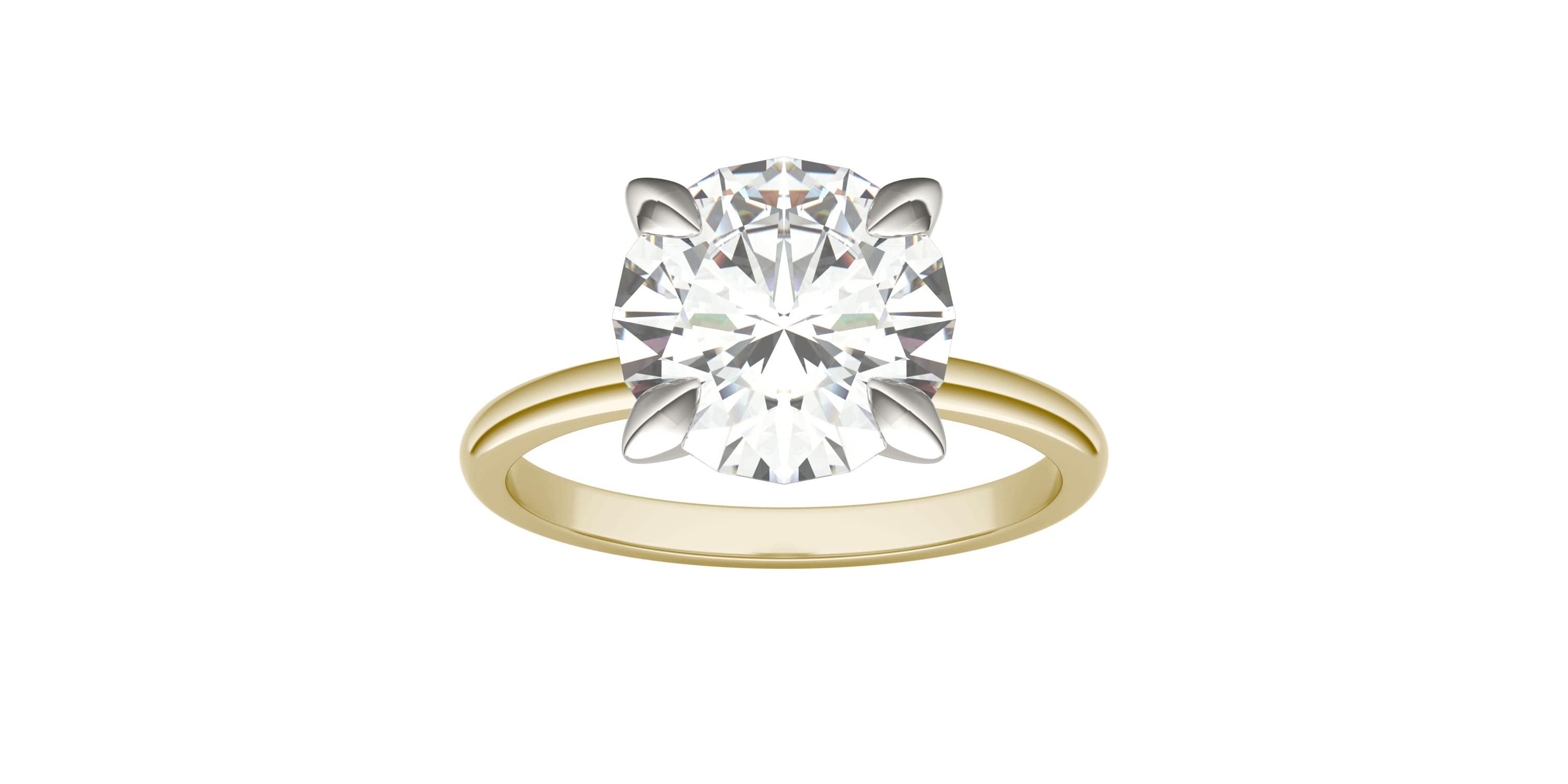 Charles & Colvard 3.1 ct. tw. Lab Created Moissanite Round Solitaire Ring in 14K White and Yellow Gold