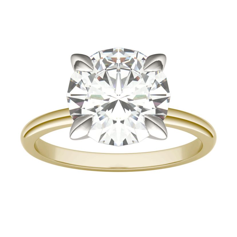 Charles & Colvard 3.1 ct. tw. Lab Created Moissanite Round Solitaire Ring in 14K White and Yellow Gold