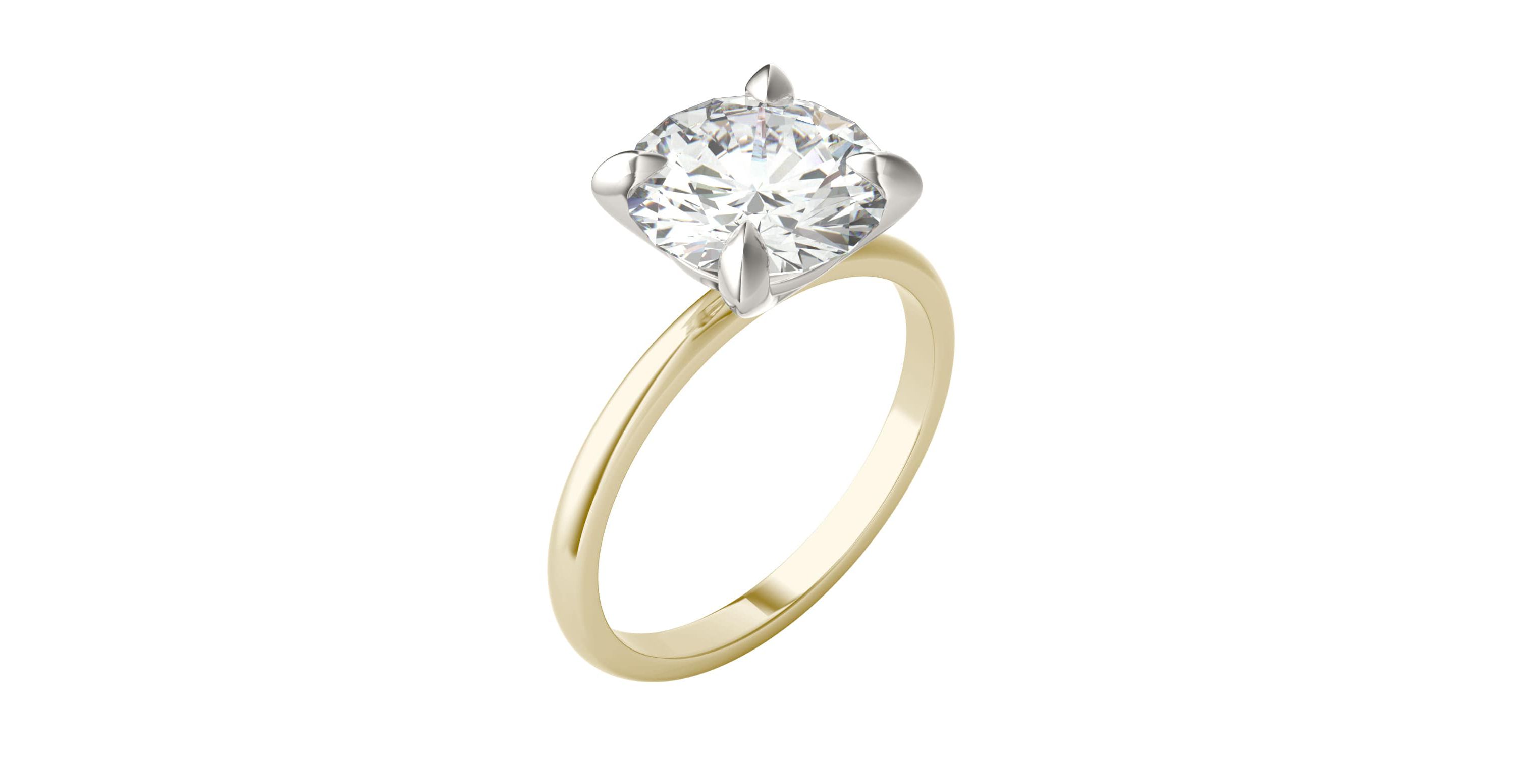 Charles & Colvard 3.1 ct. tw. Lab Created Moissanite Round Solitaire Ring in 14K White and Yellow Gold