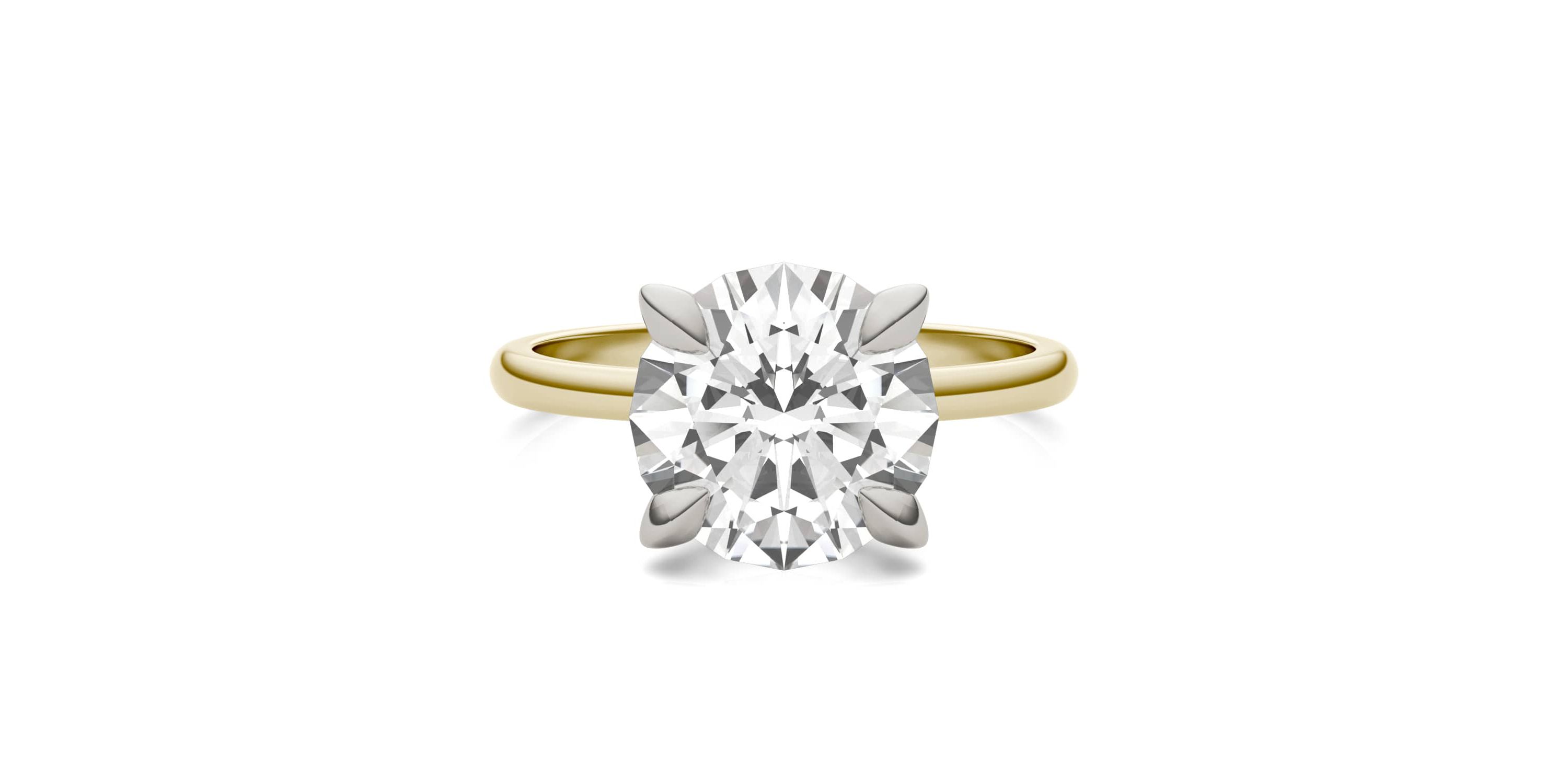 Charles & Colvard 3.1 ct. tw. Lab Created Moissanite Round Solitaire Ring in 14K White and Yellow Gold