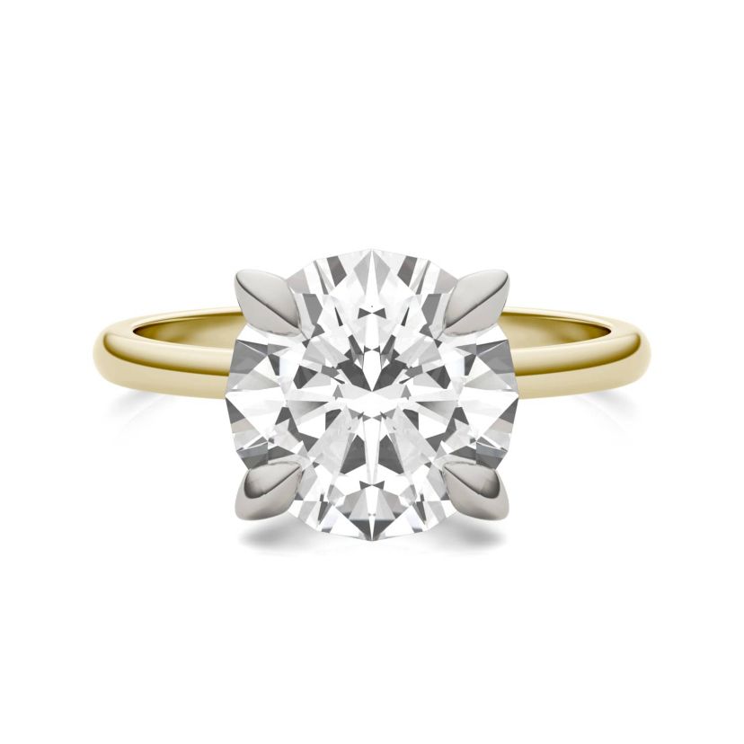 Charles & Colvard 3.1 ct. tw. Lab Created Moissanite Round Solitaire Ring in 14K White and Yellow Gold
