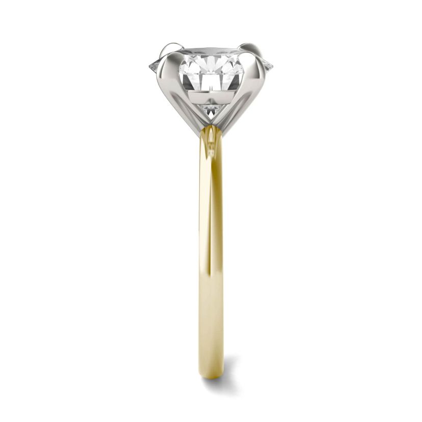 Charles & Colvard 3.1 ct. tw. Lab Created Moissanite Round Solitaire Ring in 14K White and Yellow Gold