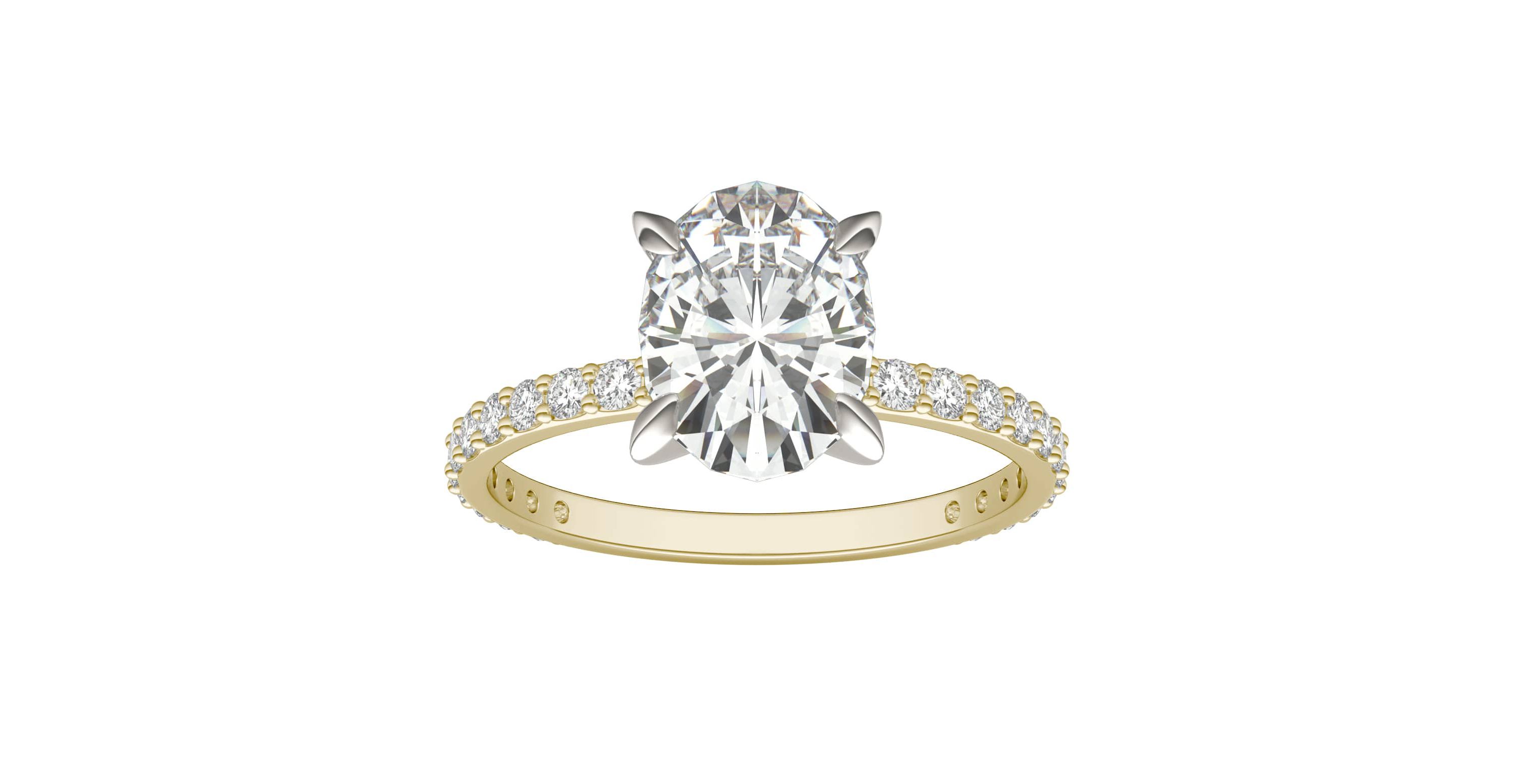 Charles & Colvard 2.52 ct. tw. Lab Created Moissanite Oval Engagement Ring in 14K White and Yellow Gold