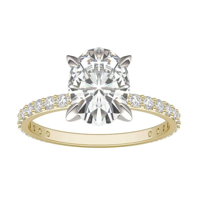 Charles & Colvard 2.52 ct. tw. Lab Created Moissanite Oval Engagement Ring in 14K White and Yellow Gold