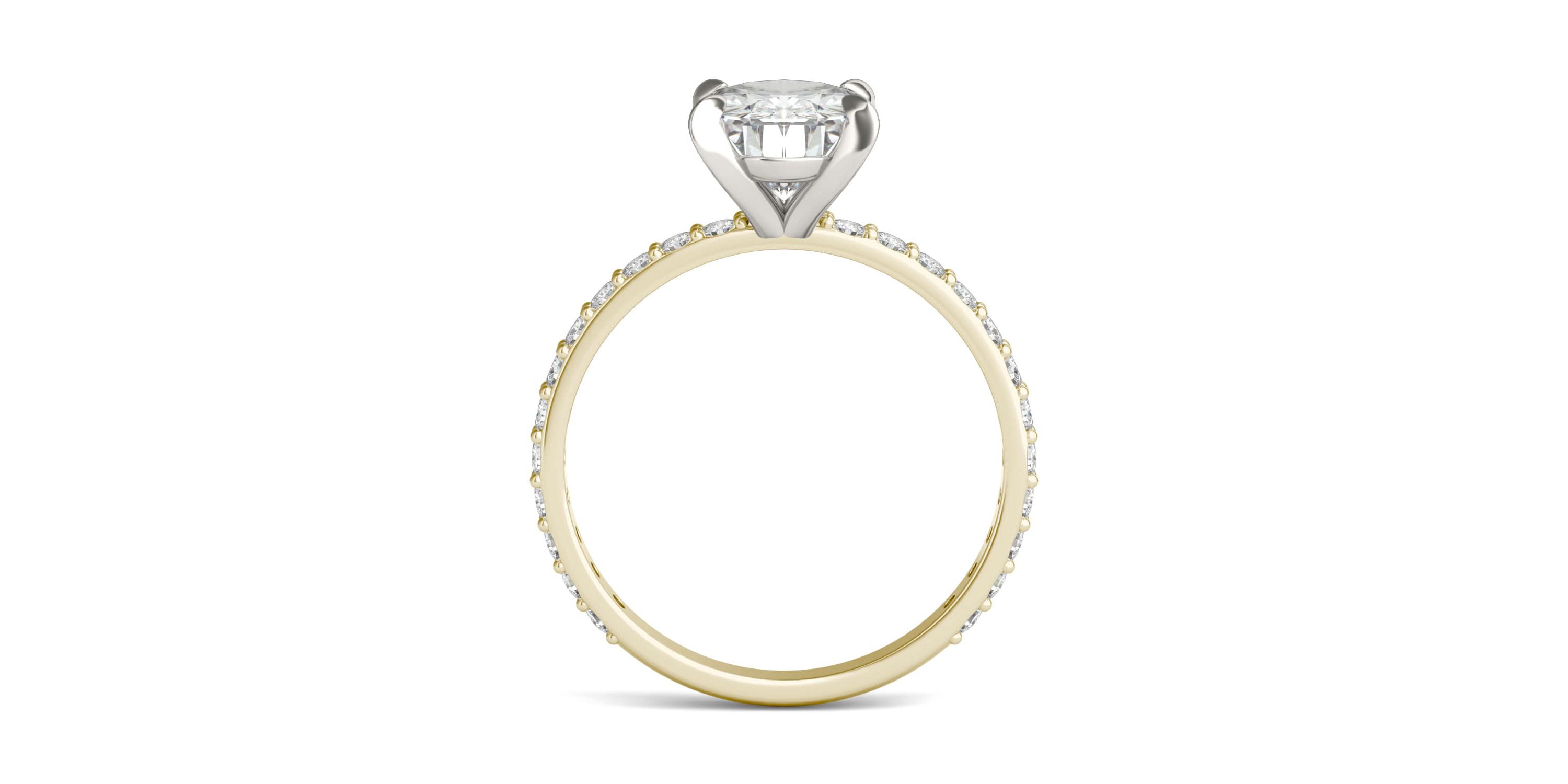 Charles & Colvard 2.52 ct. tw. Lab Created Moissanite Oval Engagement Ring in 14K White and Yellow Gold