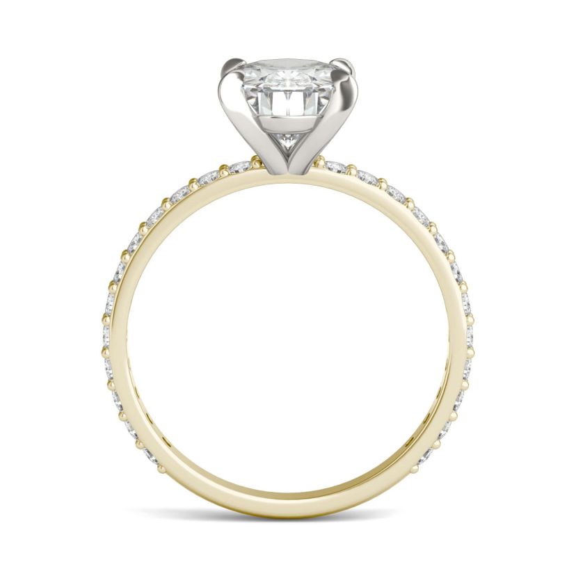 Charles & Colvard 2.52 ct. tw. Lab Created Moissanite Oval Engagement Ring in 14K White and Yellow Gold