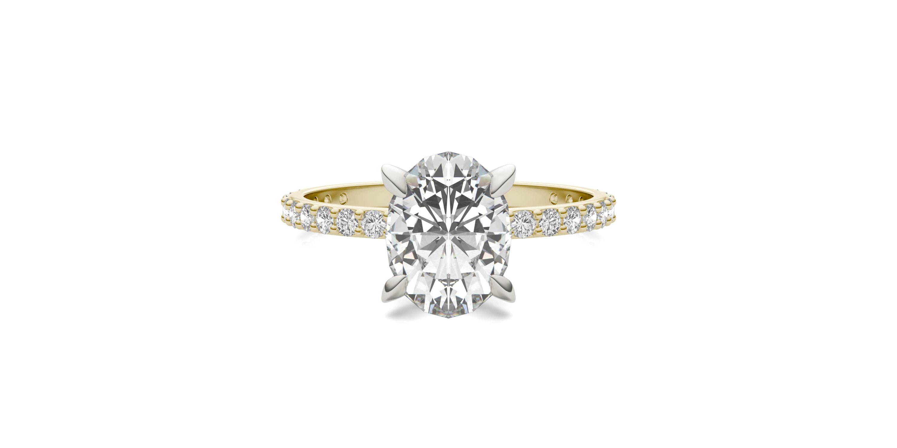 Charles & Colvard 2.52 ct. tw. Lab Created Moissanite Oval Engagement Ring in 14K White and Yellow Gold