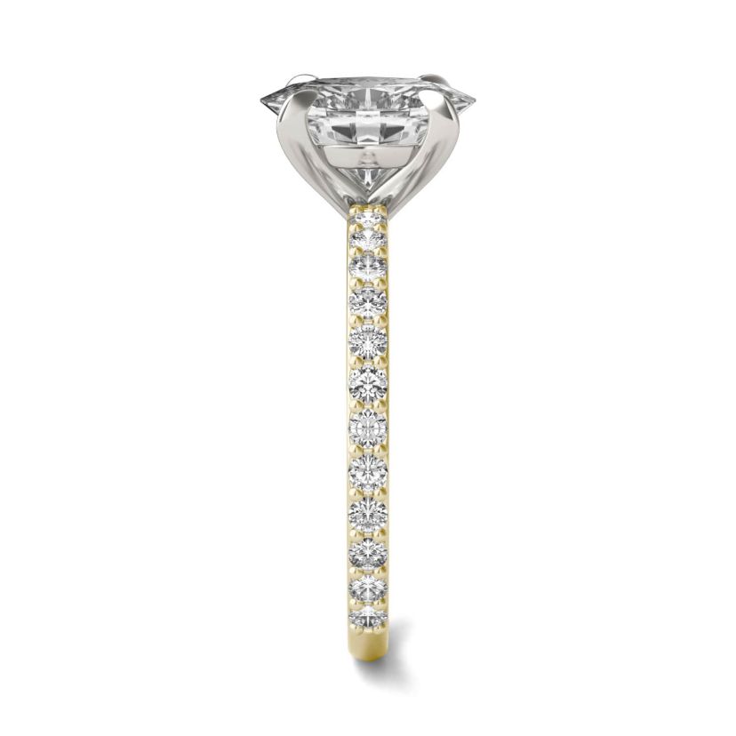 Charles & Colvard 2.52 ct. tw. Lab Created Moissanite Oval Engagement Ring in 14K White and Yellow Gold