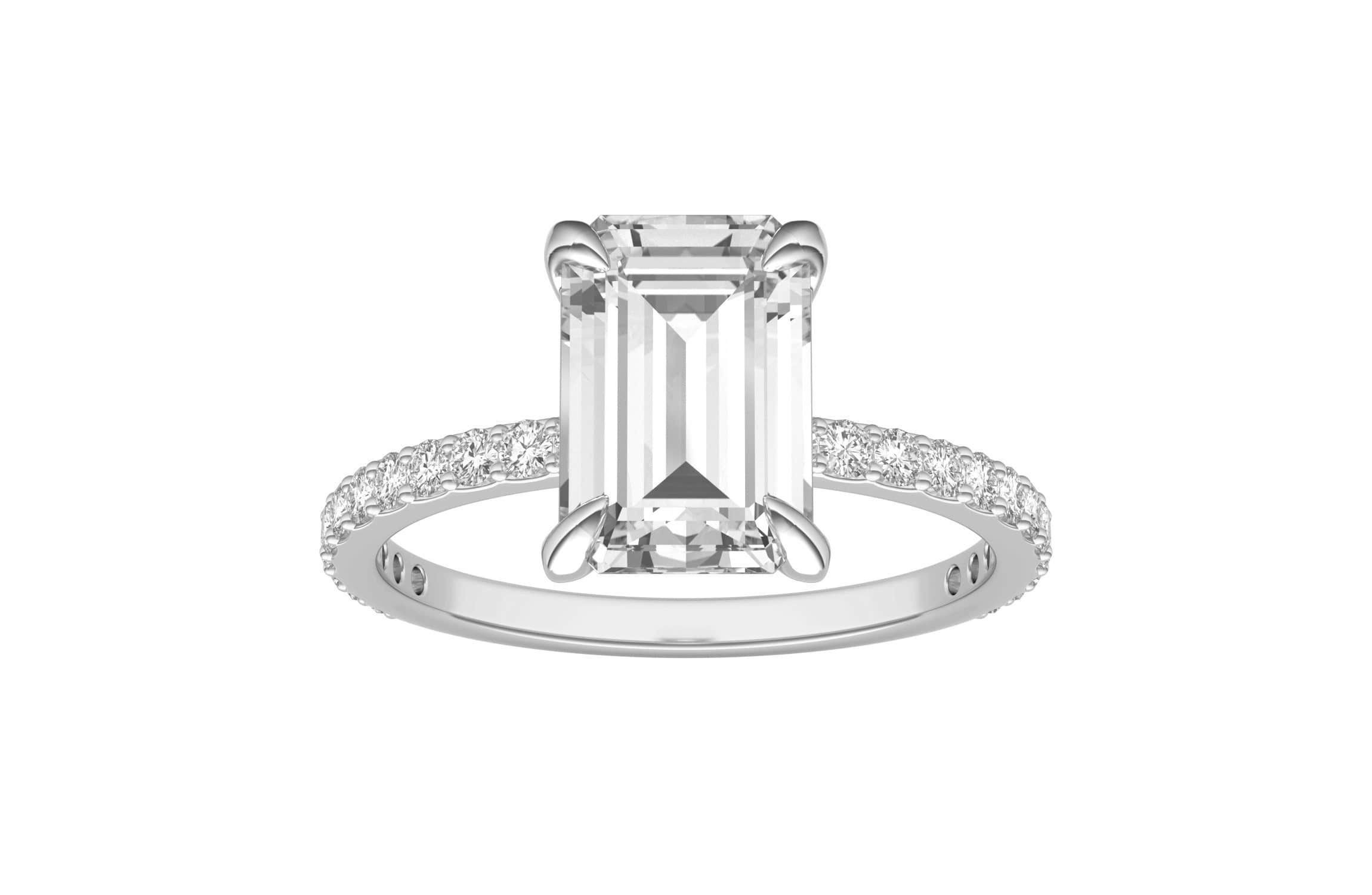 Charles & Colvard 2.94 ct. tw. Lab Created Moissanite Emerald Engagement Ring in 14K White Gold