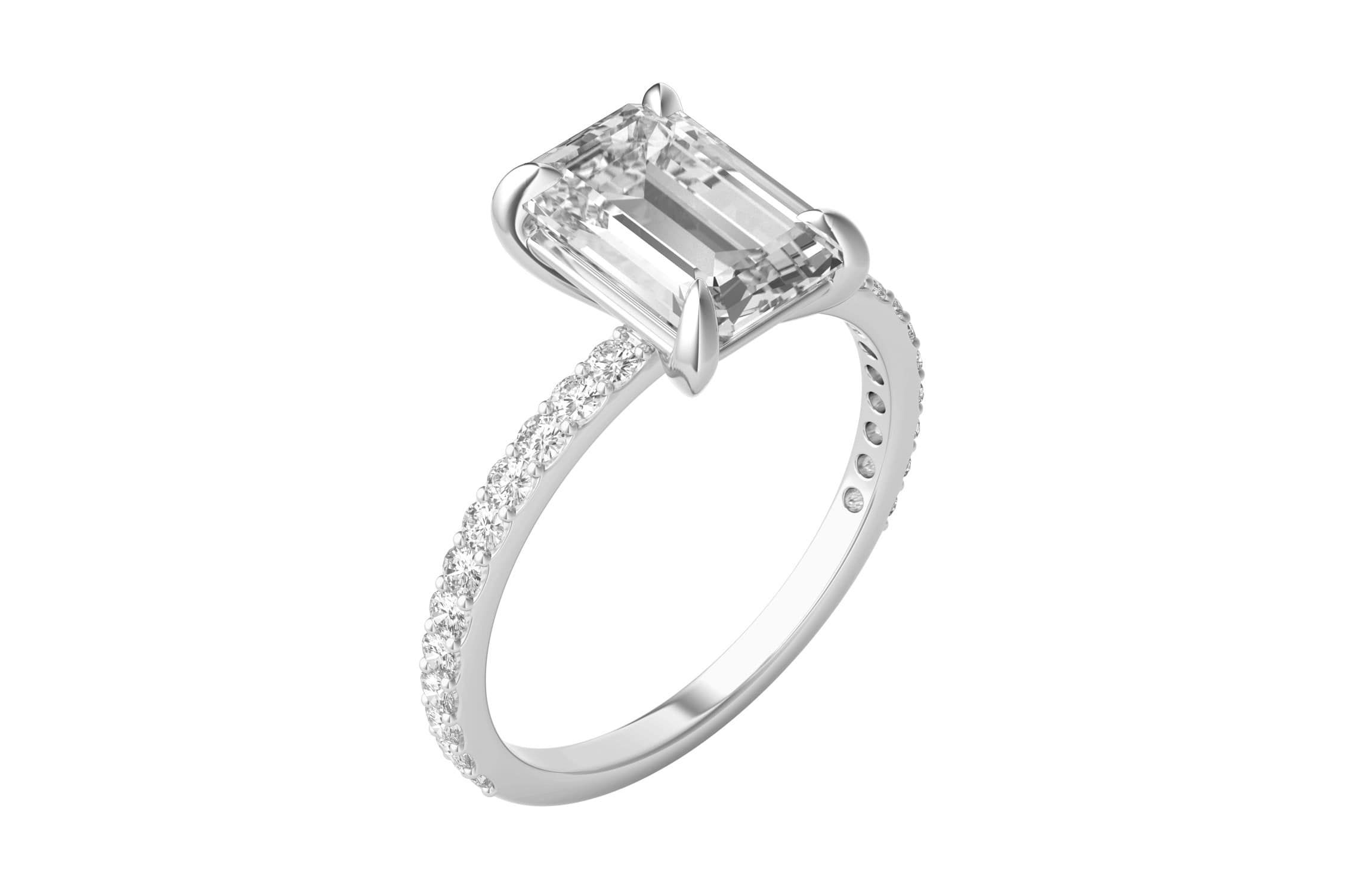 Charles & Colvard 2.94 ct. tw. Lab Created Moissanite Emerald Engagement Ring in 14K White Gold