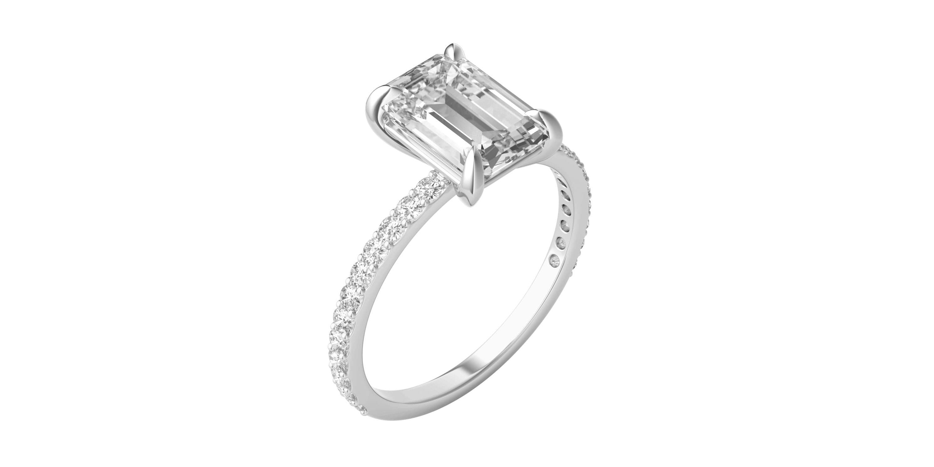 Charles & Colvard 2.94 ct. tw. Lab Created Moissanite Emerald Engagement Ring in 14K White Gold