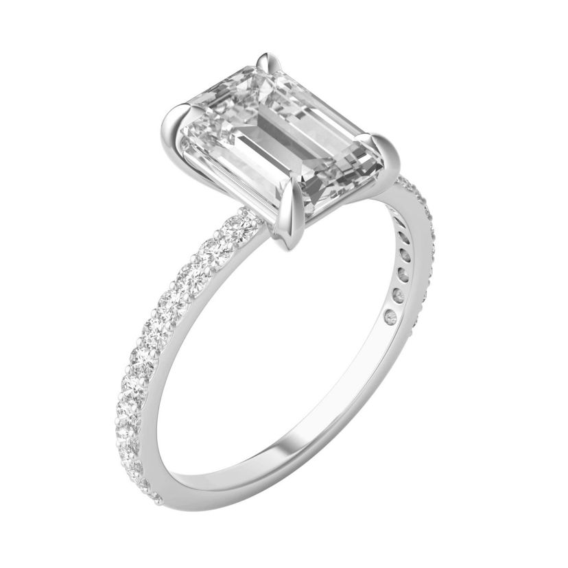 Charles & Colvard 2.94 ct. tw. Lab Created Moissanite Emerald Engagement Ring in 14K White Gold