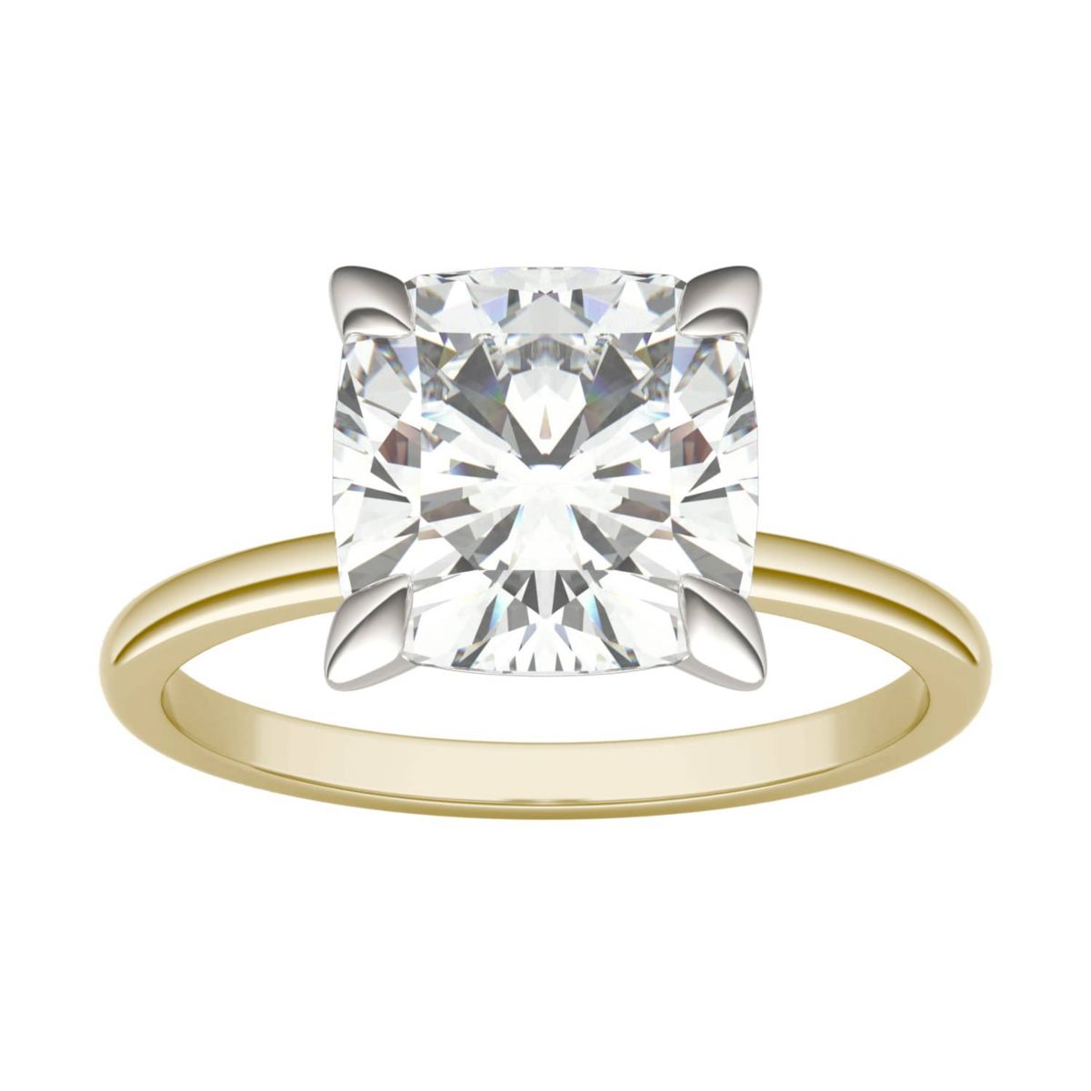 Charles & Colvard 2.8 ct. tw. Lab Created Moissanite Cushion Solitaire Ring in 14K White and Yellow Gold
