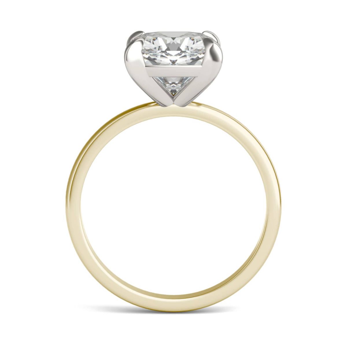 Charles & Colvard 2.8 ct. tw. Lab Created Moissanite Cushion Solitaire Ring in 14K White and Yellow Gold