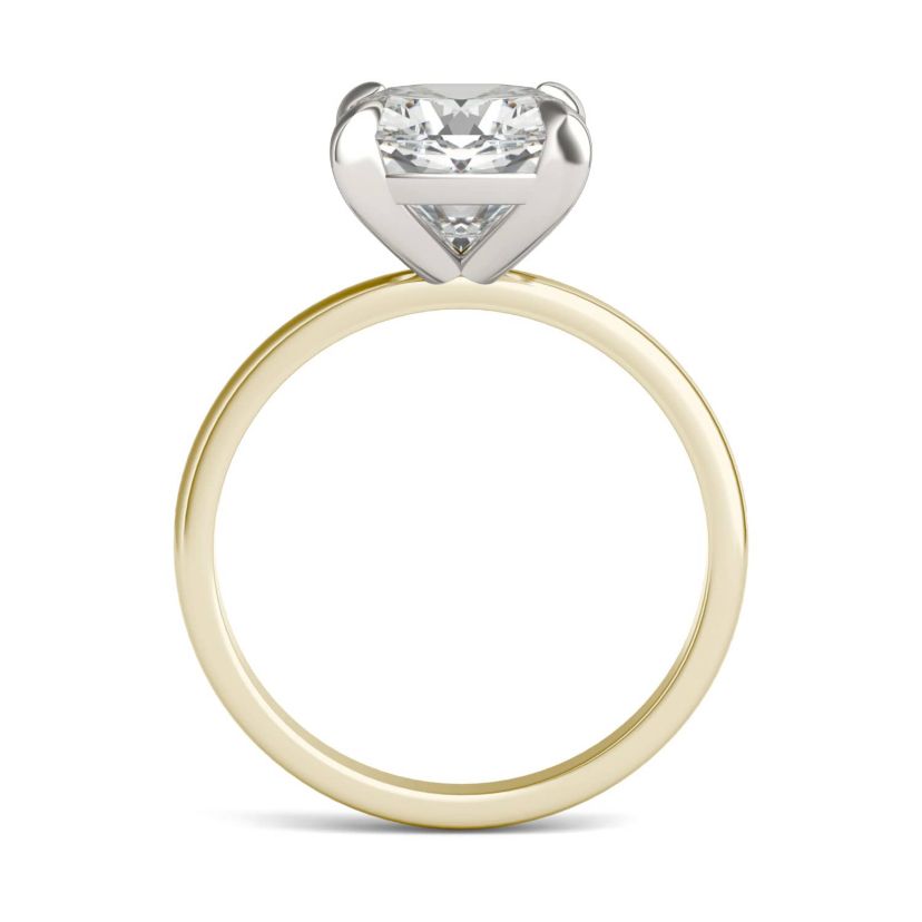 Charles & Colvard 2.8 ct. tw. Lab Created Moissanite Cushion Solitaire Ring in 14K White and Yellow Gold