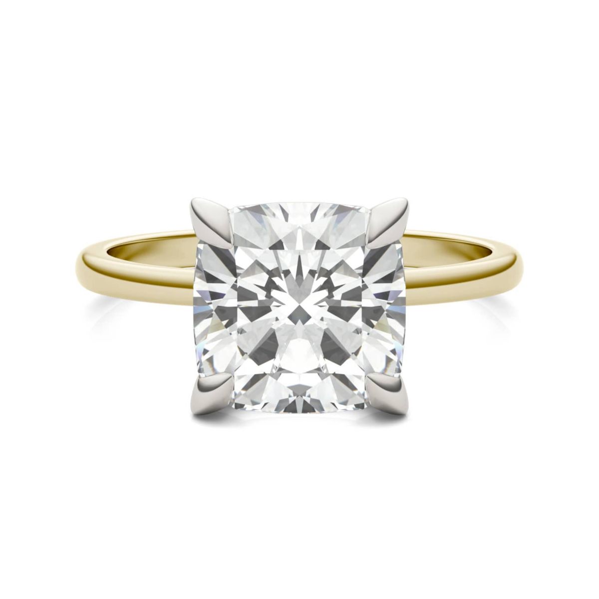 Charles & Colvard 2.8 ct. tw. Lab Created Moissanite Cushion Solitaire Ring in 14K White and Yellow Gold