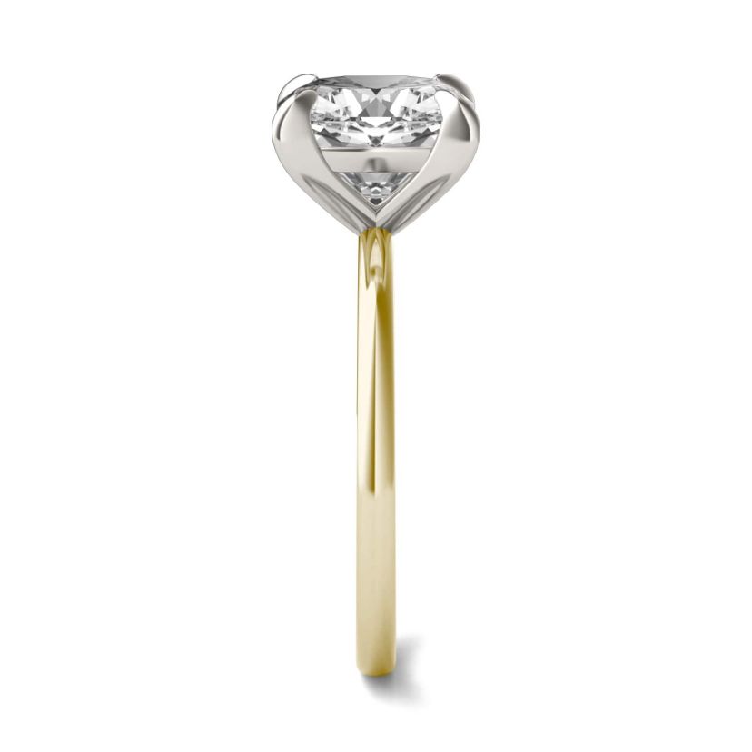 Charles & Colvard 2.8 ct. tw. Lab Created Moissanite Cushion Solitaire Ring in 14K White and Yellow Gold