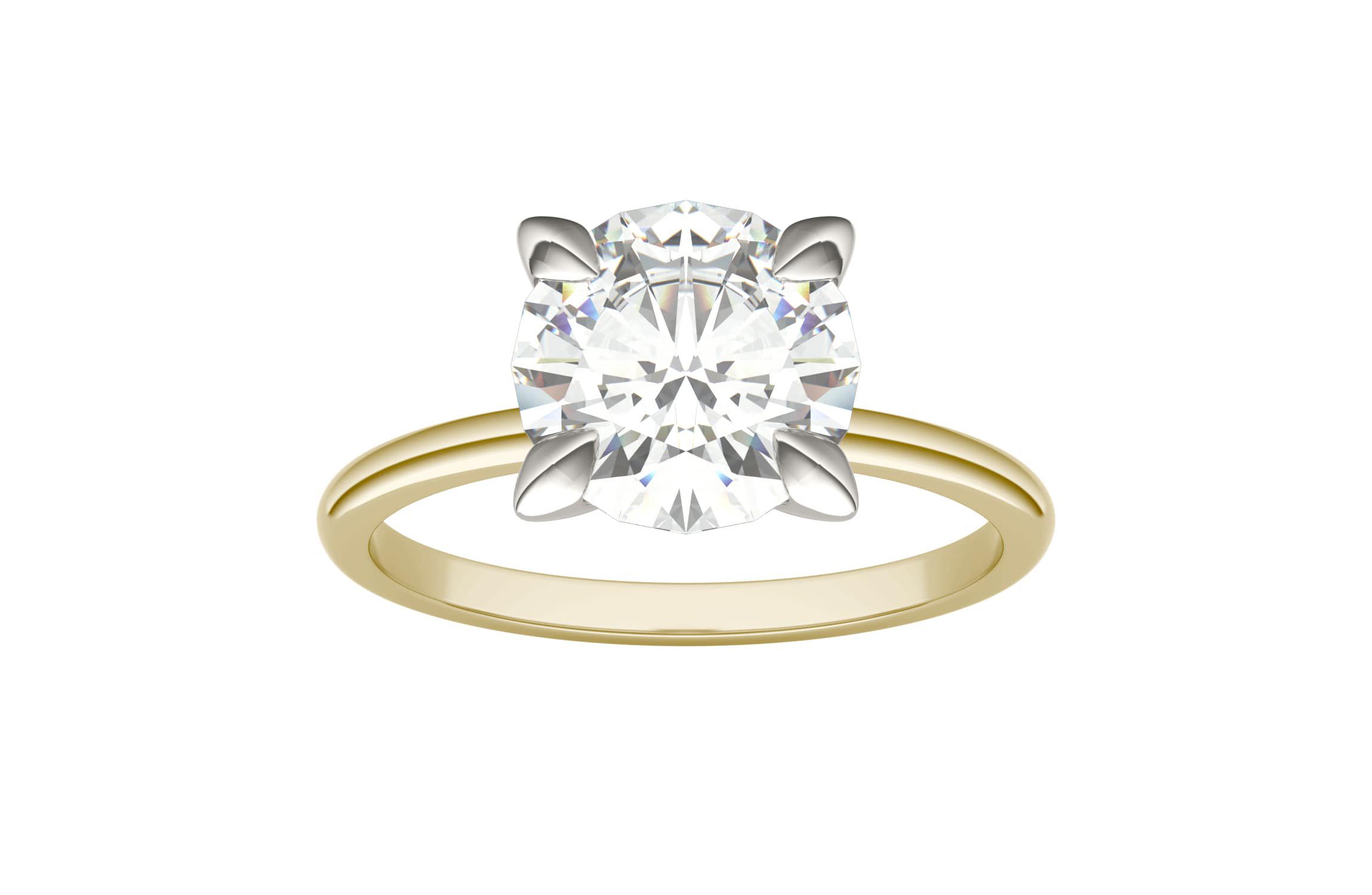 Charles & Colvard 2.2 ct. tw. Lab Created Moissanite Round Solitaire Ring in 14K White and Yellow Gold