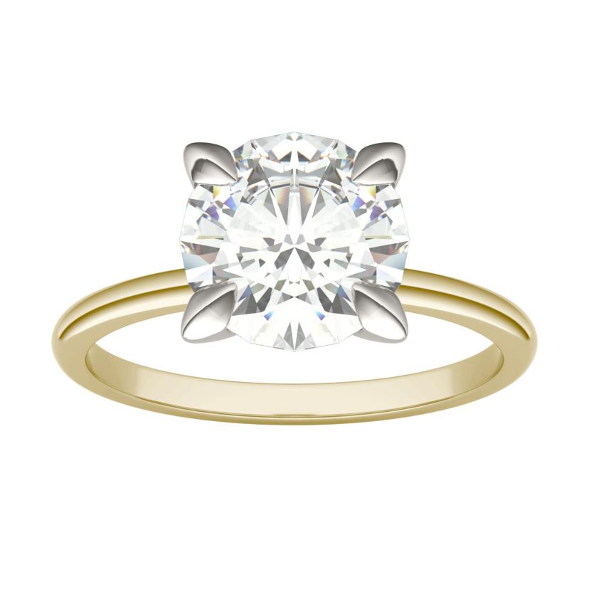 Charles & Colvard 2.2 ct. tw. Lab Created Moissanite Round Solitaire Ring in 14K White and Yellow Gold