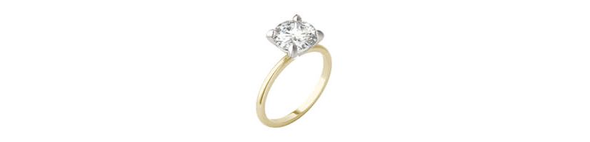 Charles & Colvard 2.2 ct. tw. Lab Created Moissanite Round Solitaire Ring in 14K White and Yellow Gold