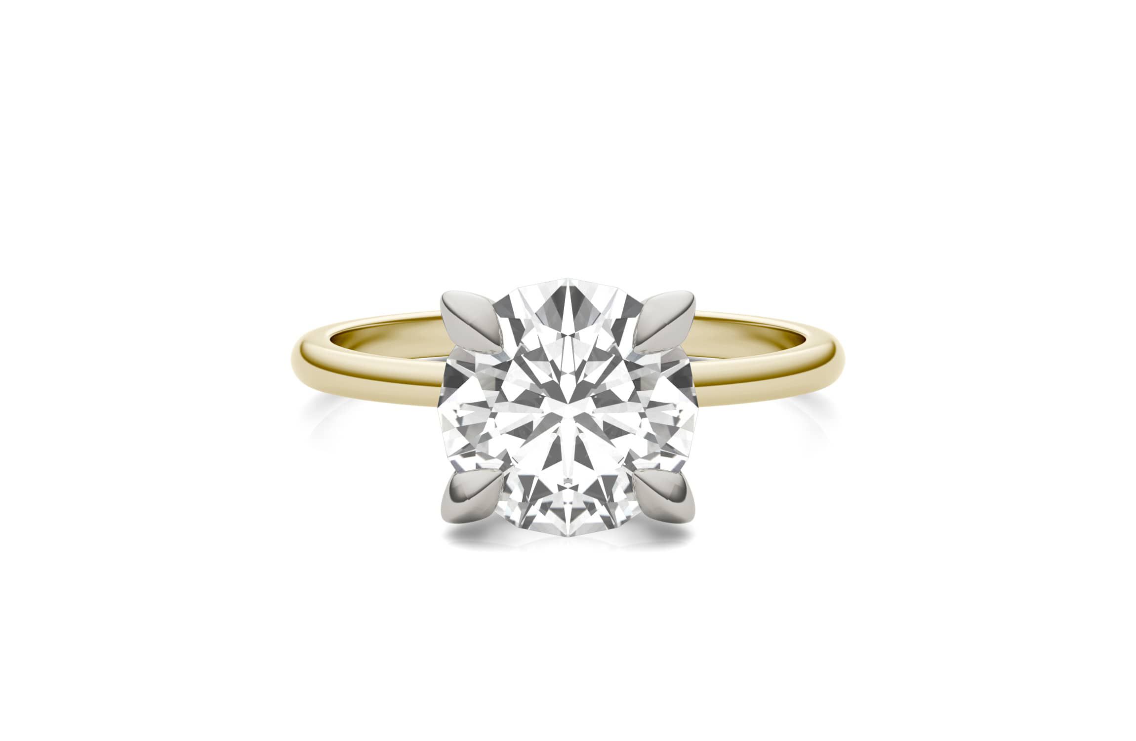 Charles & Colvard 2.2 ct. tw. Lab Created Moissanite Round Solitaire Ring in 14K White and Yellow Gold