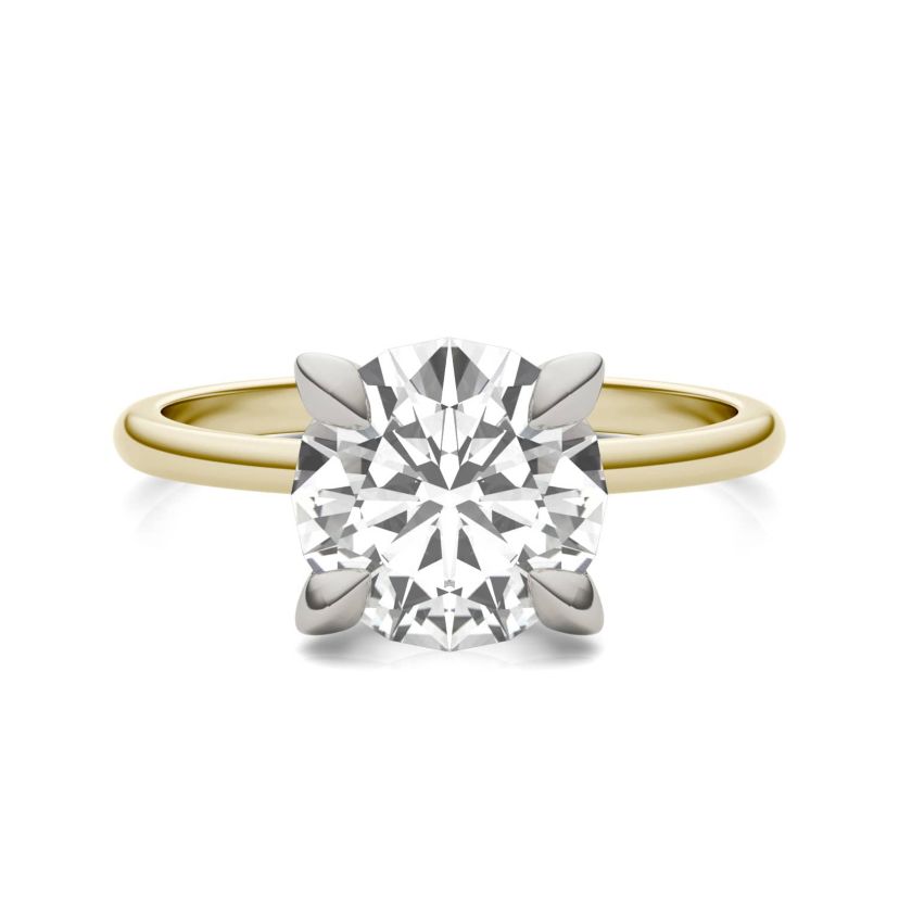 Charles & Colvard 2.2 ct. tw. Lab Created Moissanite Round Solitaire Ring in 14K White and Yellow Gold
