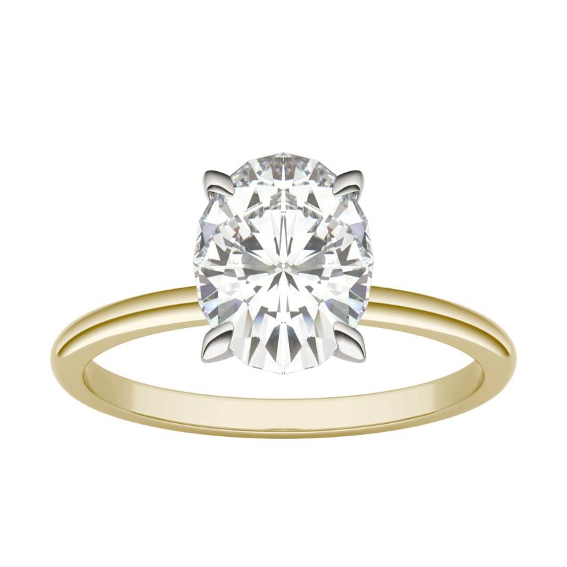 Charles & Colvard 2.1 ct. tw. Lab Created Moissanite Oval Solitaire Ring in 14K White and Yellow Gold