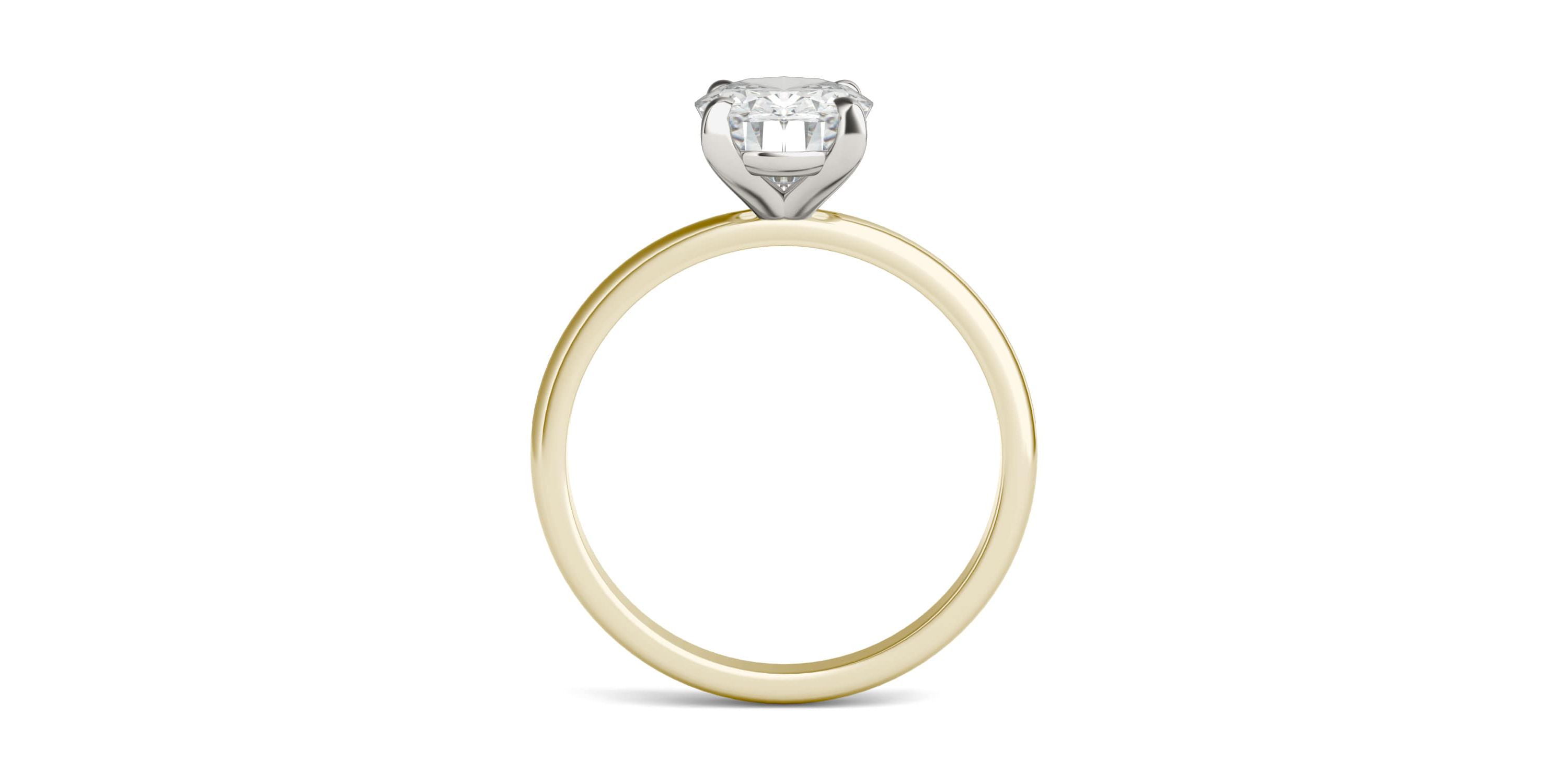 Charles & Colvard 2.1 ct. tw. Lab Created Moissanite Oval Solitaire Ring in 14K White and Yellow Gold