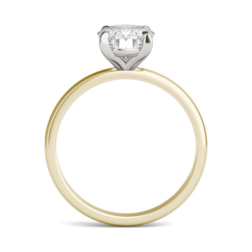 Charles & Colvard 2.1 ct. tw. Lab Created Moissanite Oval Solitaire Ring in 14K White and Yellow Gold