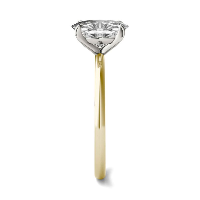 Charles & Colvard 2.1 ct. tw. Lab Created Moissanite Oval Solitaire Ring in 14K White and Yellow Gold