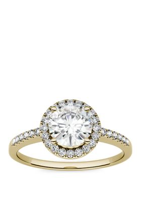 Charles & Colvard 1.3 Ct. T.w. Lab Created Moissanite Halo Ring In 14K Yellow Gold