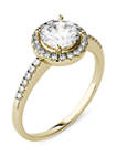 1.3 ct. t.w. Lab Created Moissanite Halo Ring in 14K Yellow Gold