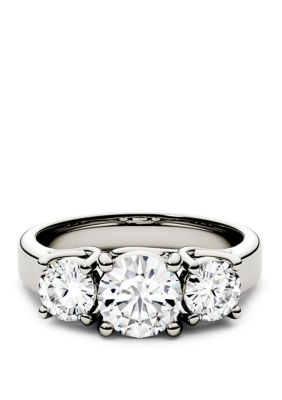 Charles & Colvard 2 Ct. T.w. Lab Created Moissanite Three Stone Ring In 14K White Gold